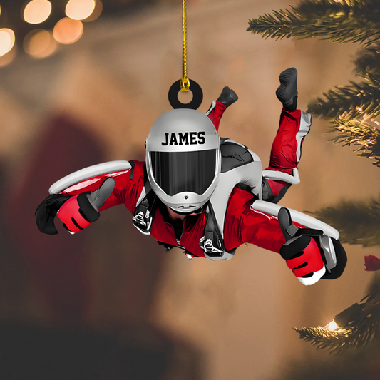 Personalized Skydiver Ornament 2025 – Custom Name Parachuting Christmas Tree Decoration for Adventure Lovers Ornament