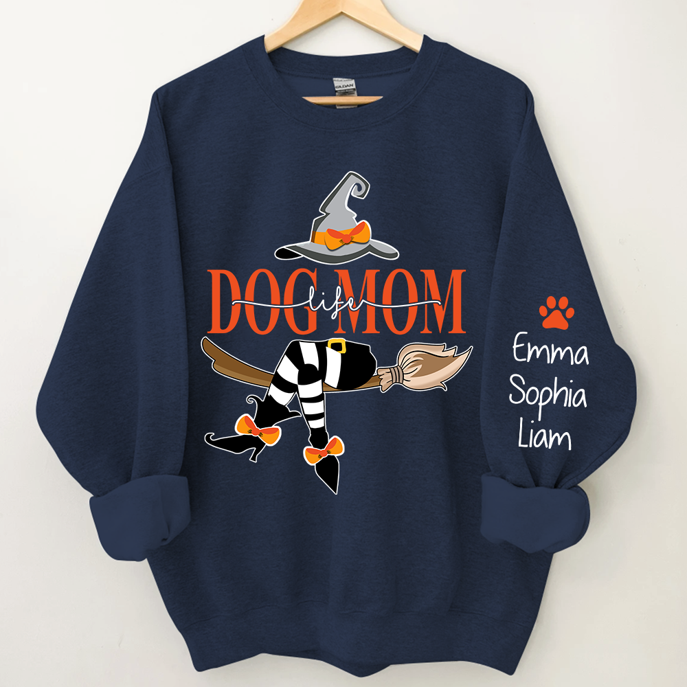 Dog Mom With Halloween Sweatshirt, Custom Mom & Kids Halloween, Gift For Mom TH