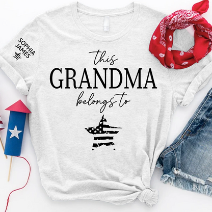 Personalized Grandma Shirt This Grandma Belongs To with Kids Names Patriotic 4th of July Custom Family T Shirt