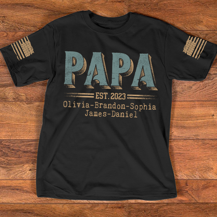Personalized Custom Papa Est And Grandkids Father's Day
