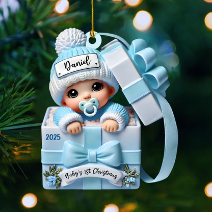 Custom Baby Ornament 2025 – Personalized Name & Year Baby’s 1st Christmas Keepsake for Boys and Girls Ornament