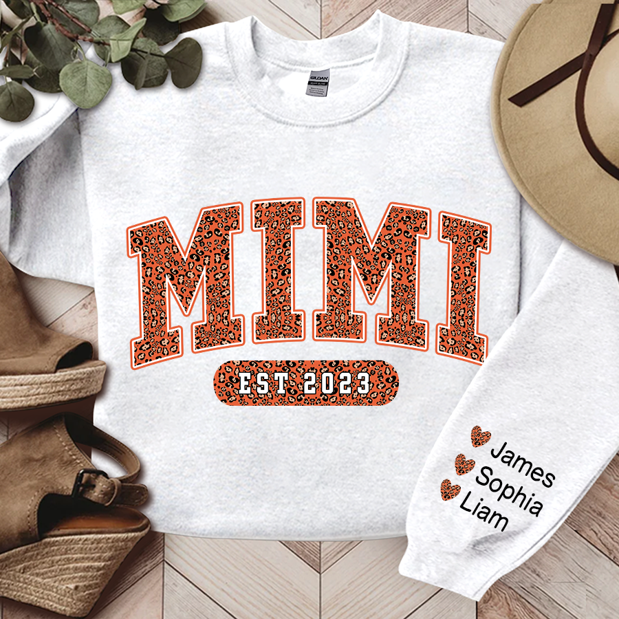 Mimi Leopard Fall Autumn And Grandkids, Gift For Grandma Autumn TH Sweatshirt