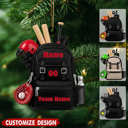 Personalized Baseball Backpack Ornament 2025 – Custom Name, Number & Team Christmas Gift for Players & Sports Fans Ornament