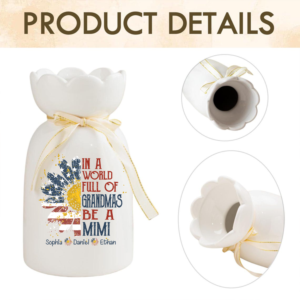 Personalized Mimi Flower Vase, In a World Full of Grandmas Be a Mimi, Custom Gift with Family Names
