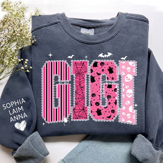 Playful Halloween Style, Pink Custom Gigi Halloween Gifts for Grandma and Kids