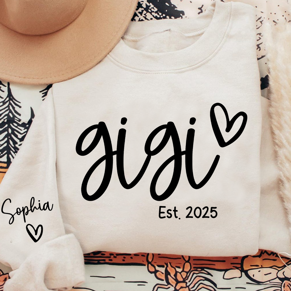 Gigi Sweatshirt with Custom Names, Heartwarming Gift For Grandma And Kids