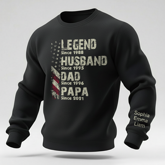 Personalized Papa Sweatshirt Legend Husband Dad Papa Since with Custom Years and Names