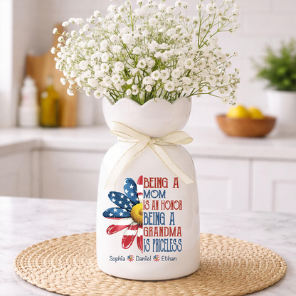 Custom Ceramic Flower Vase, In a World Full of Grandmas Be a Mimi with Family Names, Perfect Gift for Grandma