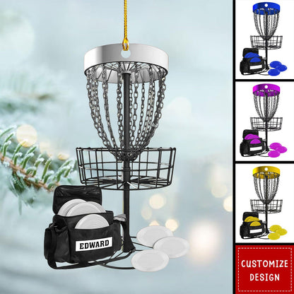 Personalized Disc Golf Ornament 2025 – Custom Name Disc Golf Basket Christmas Ornament for Players, Coaches, and Fans Ornament