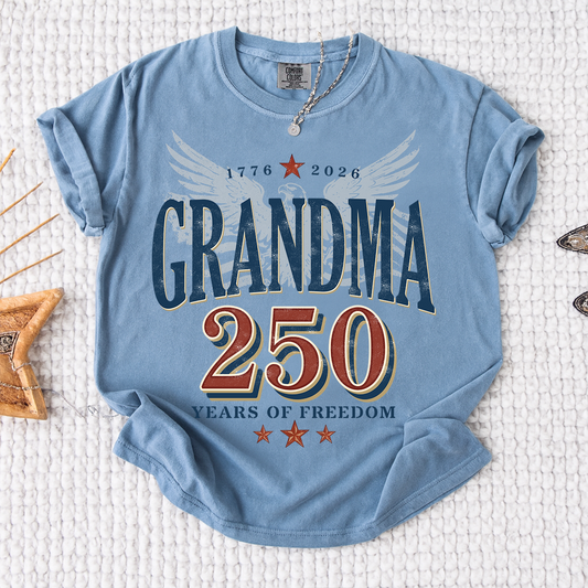 Comfort Colors® Patriotic Grandma T-Shirt, Established 2026 - 250 Years of Freedom Tee