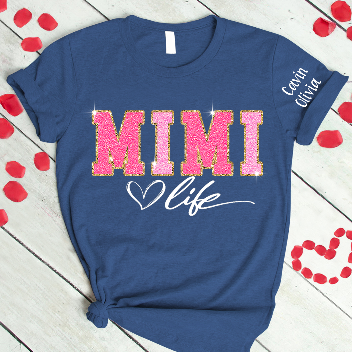 Custom Mimi Life Glitter Mother's Day 2024 T-Shirt