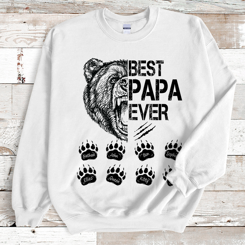 Best Papa Ever, Bear Art Personalized Sweatshirt