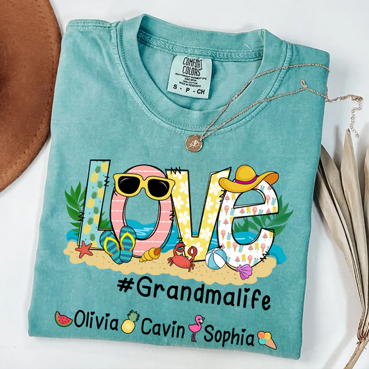 Comfort Colors® Love Grandma Life Beach T-Shirt, Gift For Grandma T-Shirt