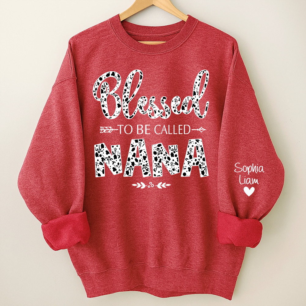 Personalized Nana Sweatshirt with Grandchildren Names, Blessed To Be Called Nana Cozy Crewneck