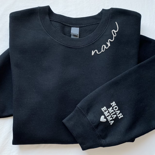 Puff Sweatshirt Nana With Kids Names On Sleeve Sweatshirt