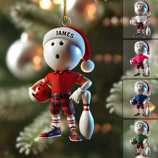 Personalized Bowling Player Ornament – Custom Name & Color Christmas Gift for Bowlers 2025 Ornament