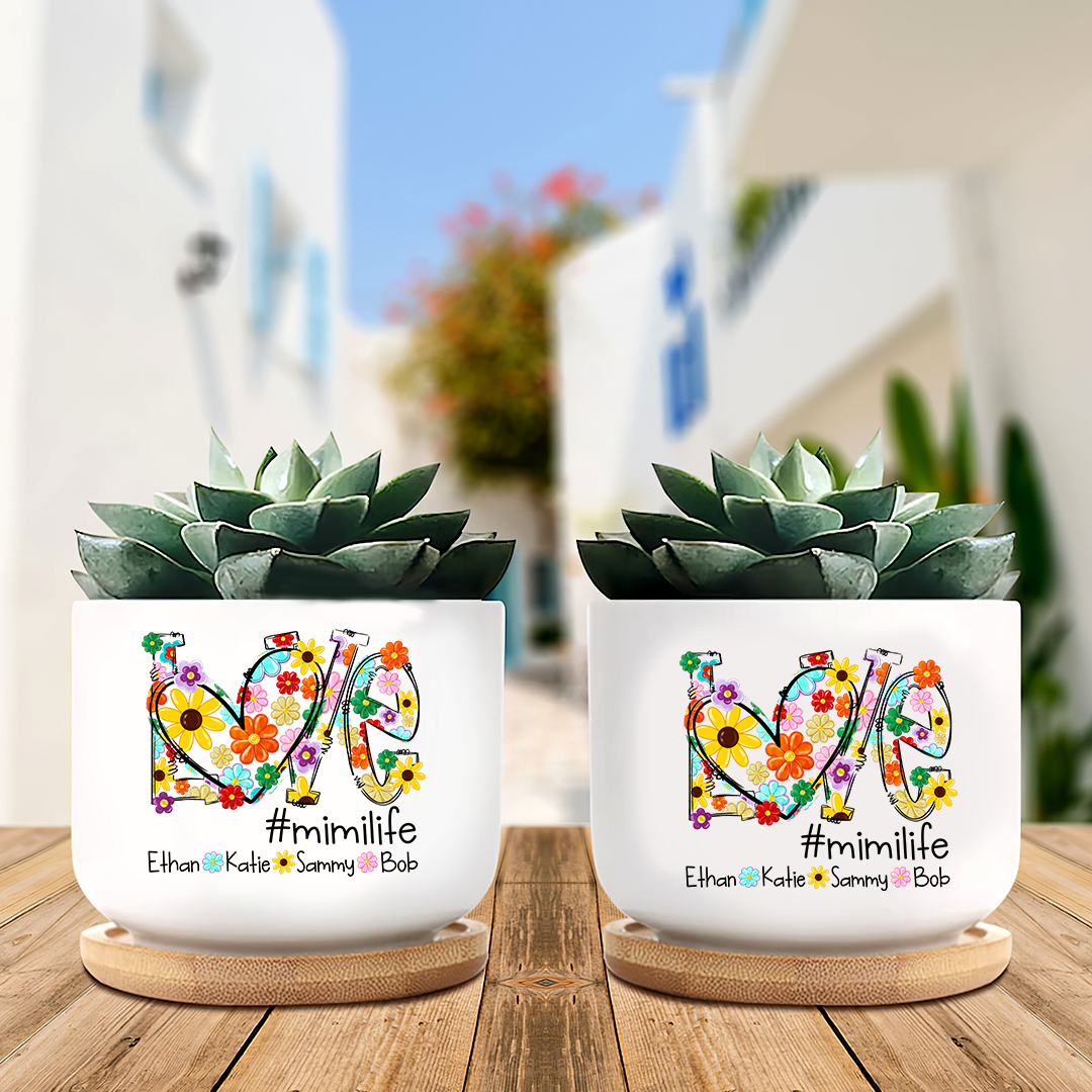 Colorful Love Daisy Grandma Plant Pot