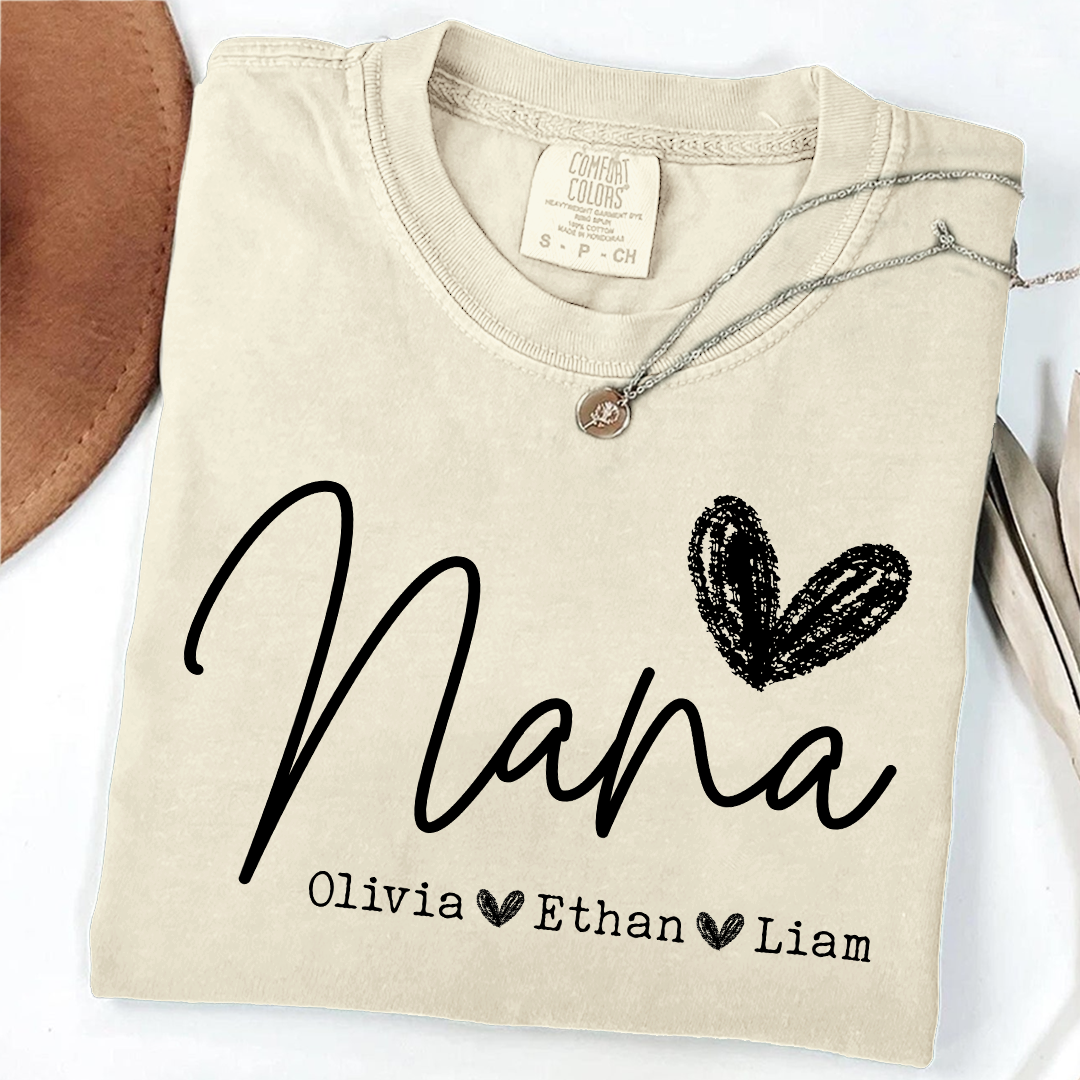 Comfort Colors Personalized Nana Shirt, Custom Grandma T Shirt with Grandkids Names, Unique Gift for Nana, Perfect for Mother's Day, Birthday