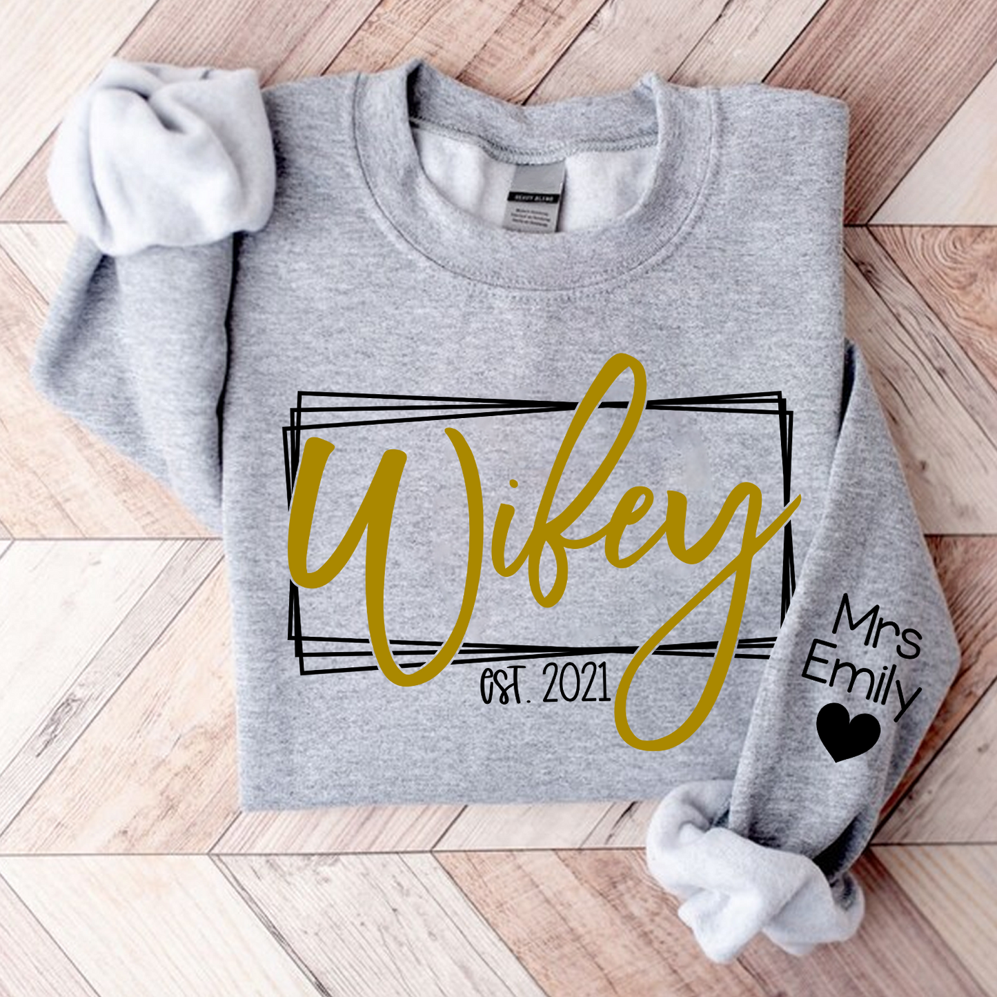 Wifey Hubby Custom Est Couple Sweatshirt, Gift For Fiance, Wedding Gift, Matching Couple Sweatshirt