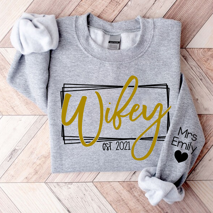 Wifey Hubby Custom Est Couple Sweatshirt, Gift For Fiance, Wedding Gift, Matching Couple Sweatshirt