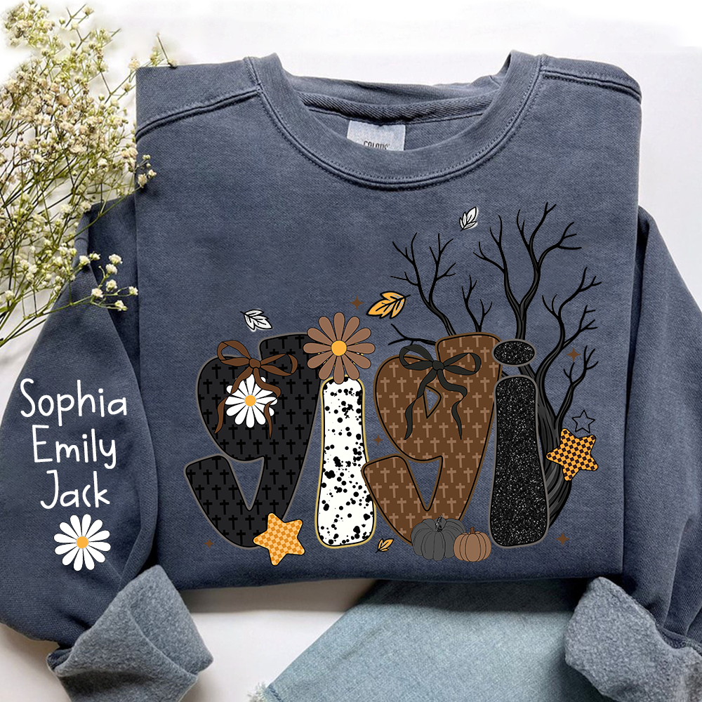 Personalized Grandma, Prayer Sweatshirt, Custom Gigi Nickname with Kids
