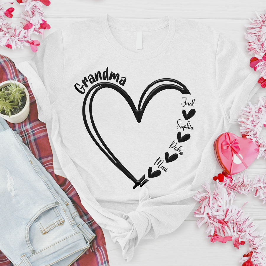 Custom Name Grandma And Kids, Puff Print Design  LTP01