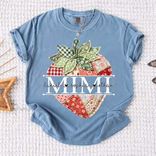 Comfort Colors® Mimi Strawberry Shirt, Personalized Cute Summer Grandma Tee For Gift Grandma And Kids