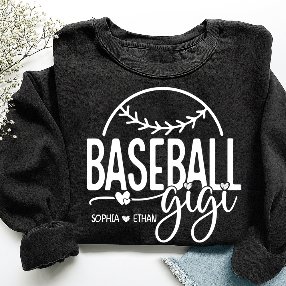 Personalized Baseball Gigi Sweatshirt, Custom Gift For Grandma And Kids