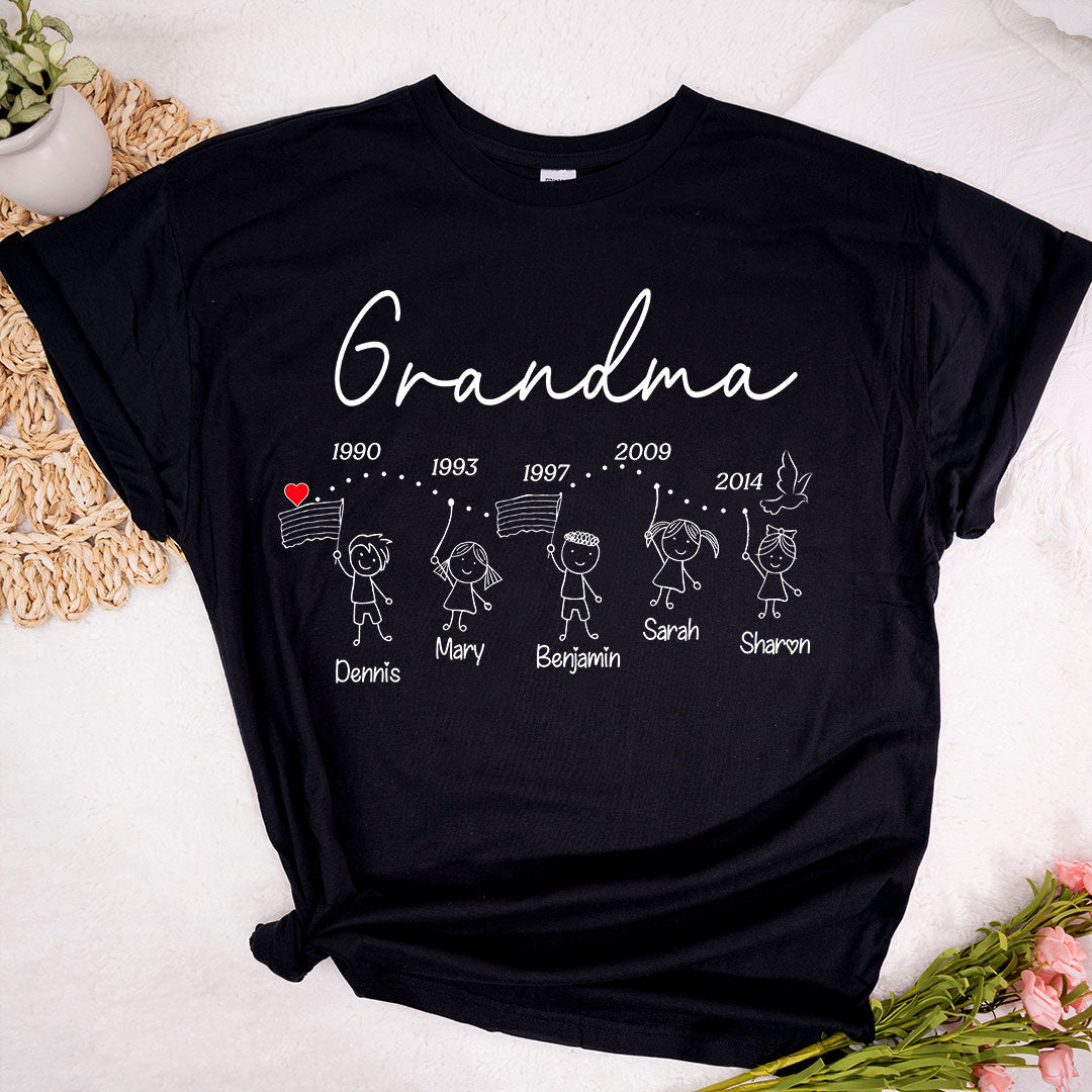 Personalized Grandma And Grandkids Est T-Shirt