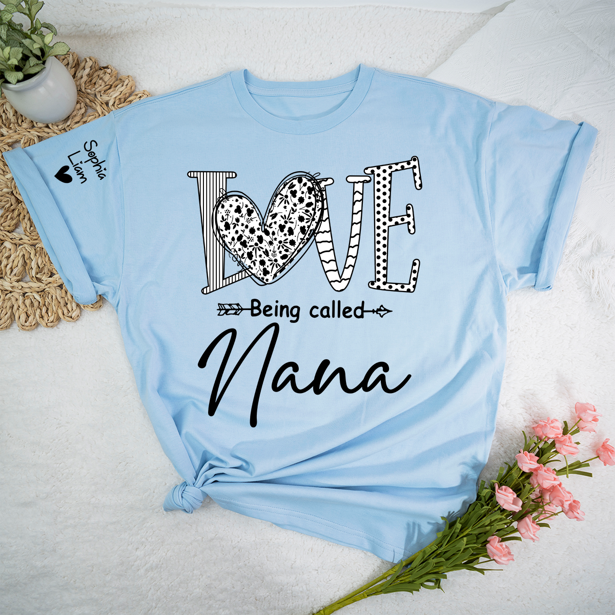 Personalized Nana Shirt for Grandma, Love Being Called Nana Quote Tee, Cute Family Role Clothing for Women