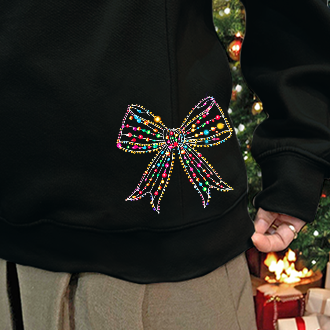 Custom Christmas Gigi Claus Light And GrandKids Name Coquette Bow Light Sweatshirt