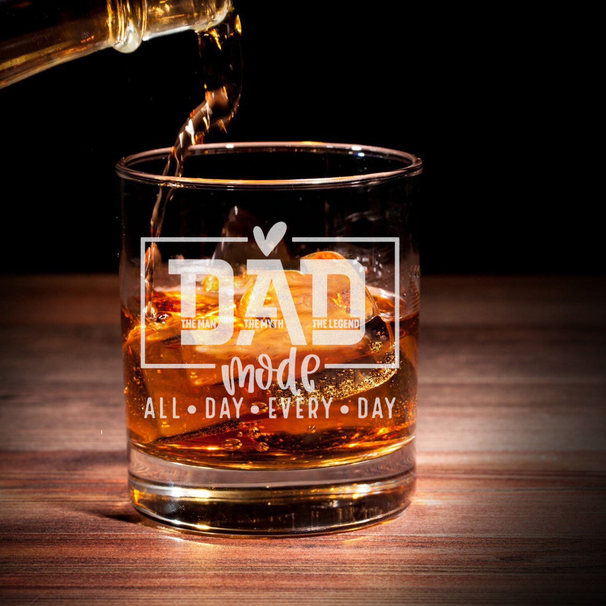 Dad Mode All Day Every Day - Daddy And Kids Whiskey Glass