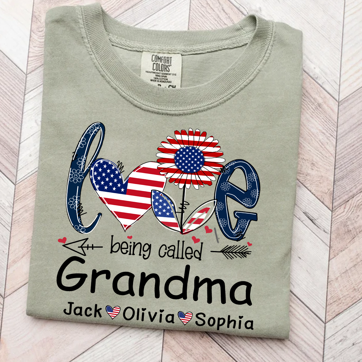 Comfort Colors® I Love Being Grandma With Grandkids Flower USA Shirt, Gift For Grandma T-Shirt