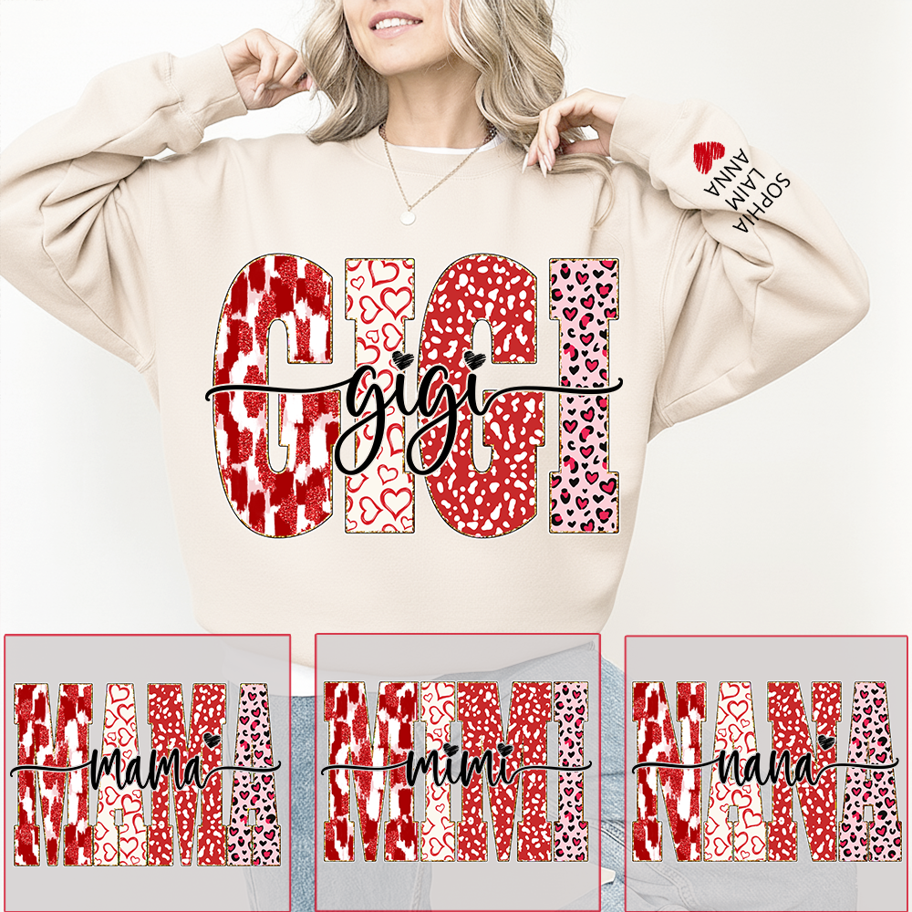 Personalized Valentine Gigi Heart Sweatshirt, Gifts for Grandma And Kids