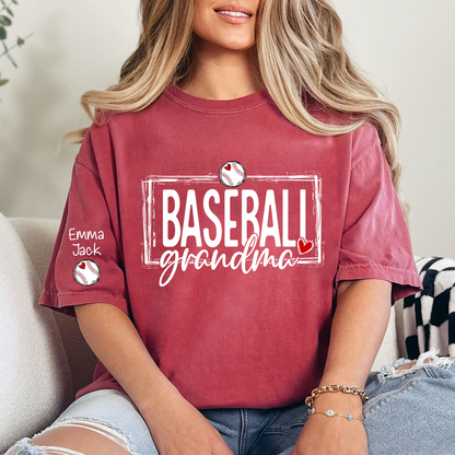 Baseball Grandma T-Shirt, Personalized Grandma T-Shirt for Baseball Lovers with Custom Name