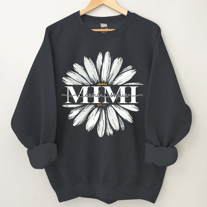 Mimi White Daisy Flower With Grandkids Sweatshirt