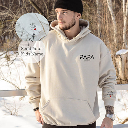 Personalised Papa And Kids Est Years Hoodie
