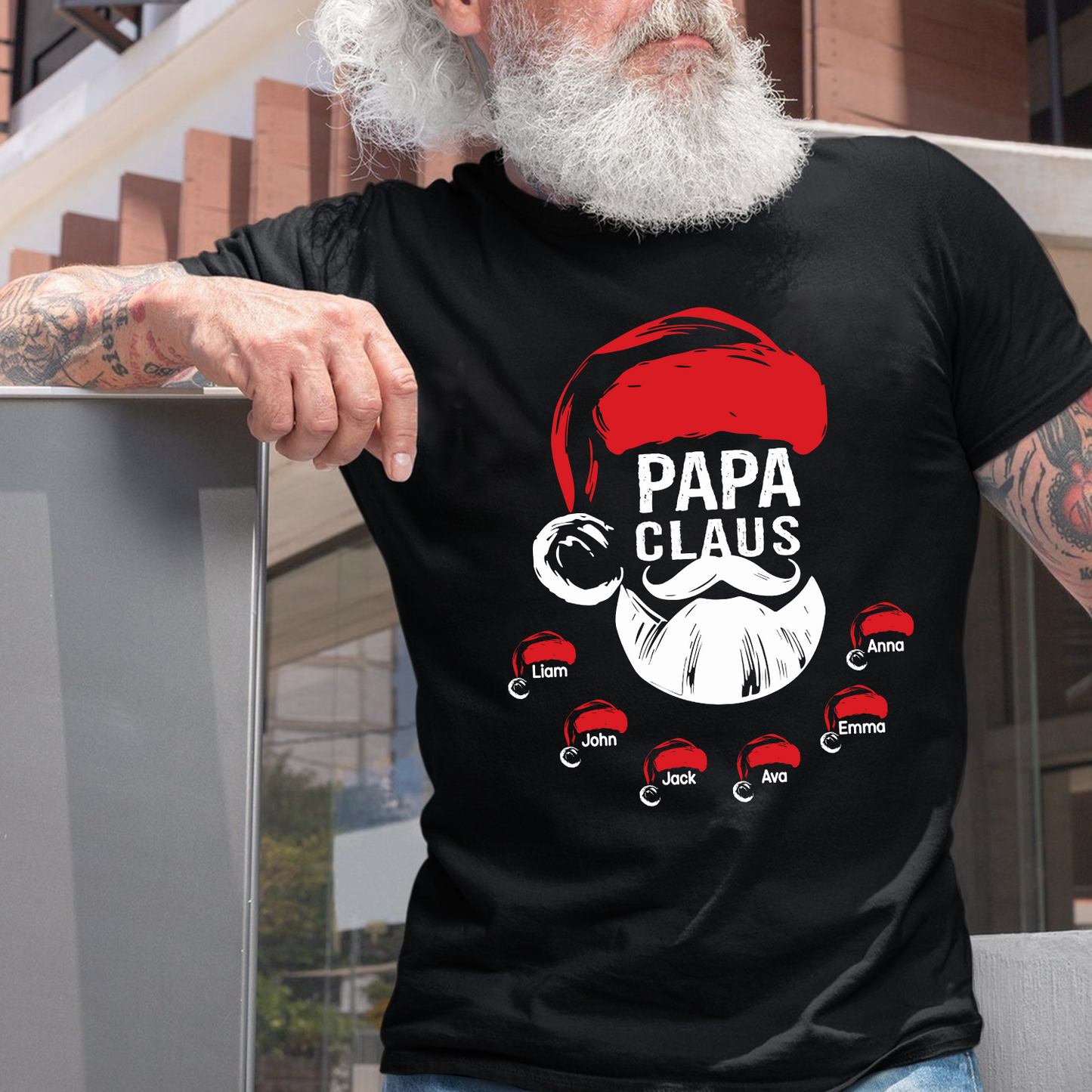 Custom Papa Claus Christmas, Gift For Papa And Kids T-Shirt