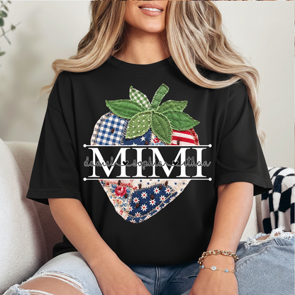 Custom Mimi 4th of July Strawberry Shirt, Personalized Cute Summer Grandma Tee For Gift Grandma And Kids