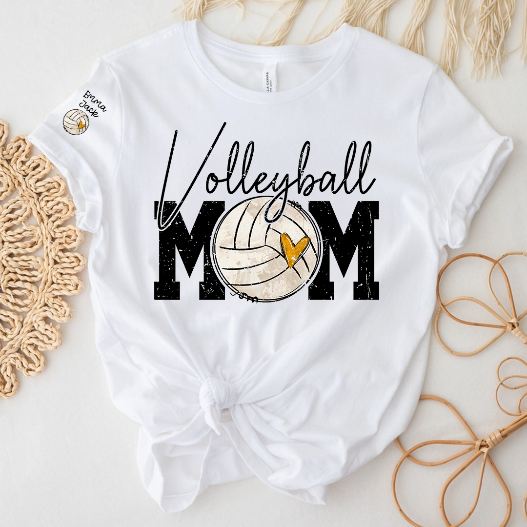 Personalized Volleyball Mom Shirt, Custom Grandkids Names and Volleyball Heart T Shirt
