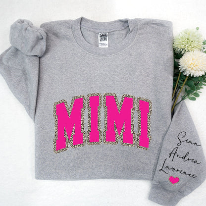 Mimi Leopard Pink And Grandkids Mother's Day Sweatshirt