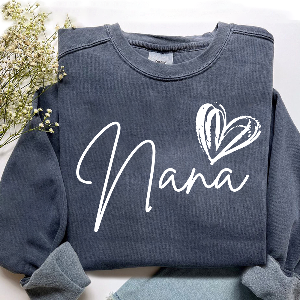 Custom Nana Heart Sweatshirt, Custom Gifts for Grandma and Grandchild