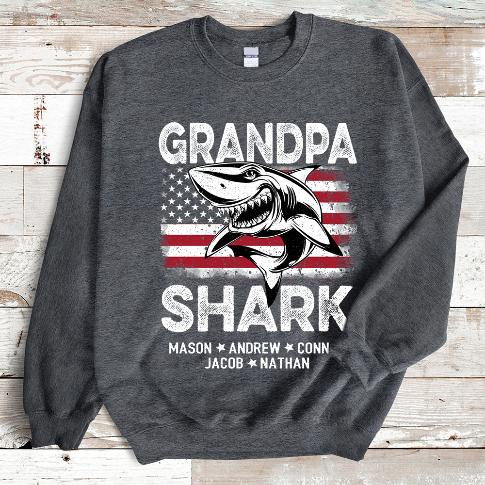 Grandpa Shark With Grandkids Sweatshirt