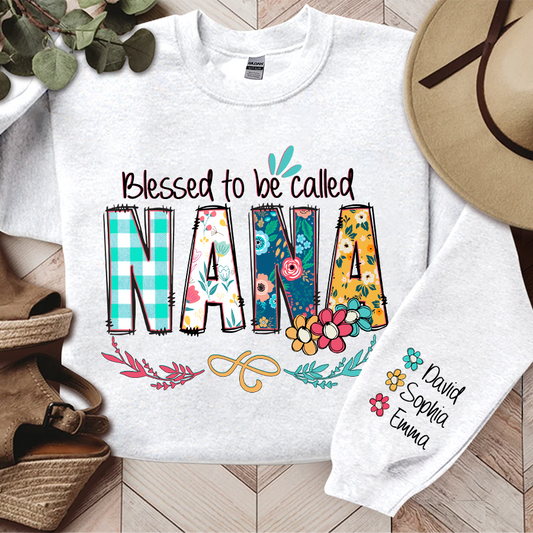 Blessed To Be Called Nana And Kids Art Flower TH Sweatshirt