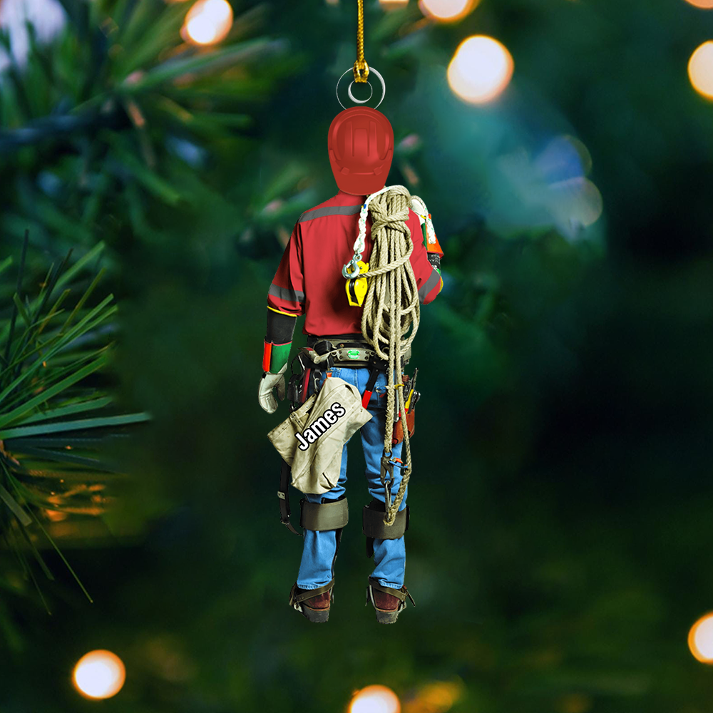 Personalized Lineman Ornament 2025 – Custom Electric Utility Worker Ornament, Christmas Gift for Lineman Dad or Husband Ornament