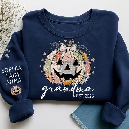 Personalized Floral Pumpkin Mimi Gifts, Floral Patchwork Mimi, Gifts for Grandma and Kids