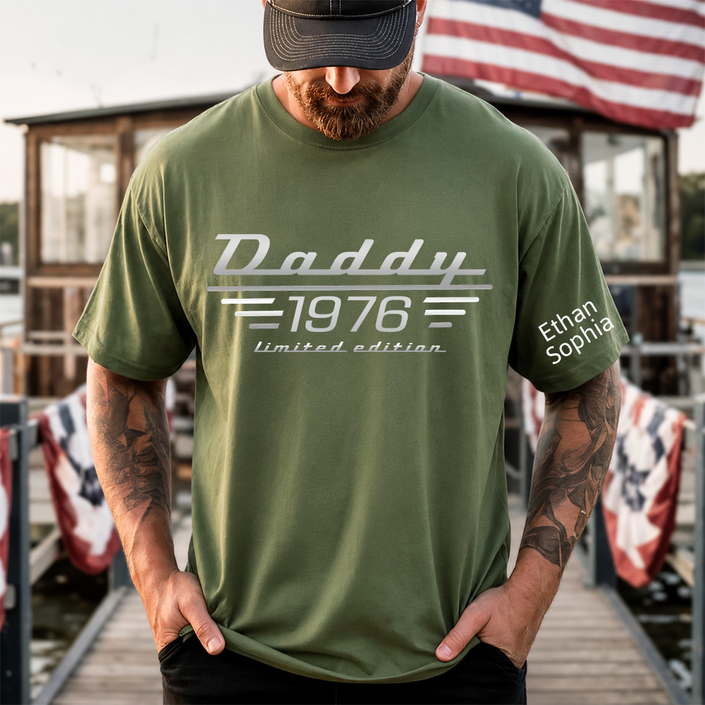 Limited Edition Dad T-Shirt – Personalized Custom Names Gift for Father Papa Birthday Fathers Day