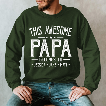 This Awesome Grandpa Belongs To Kids Longsleeve, Custom Papa With Kids Names Longsleeve, Gift For Longsleeve Father Men's