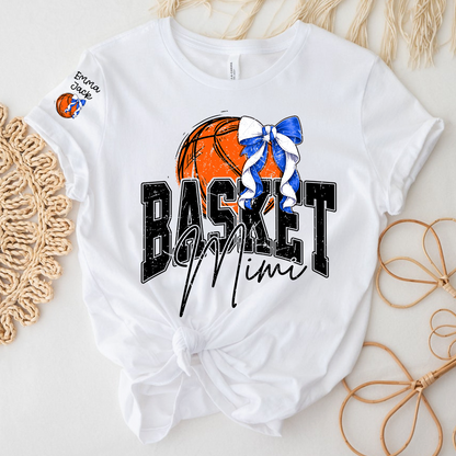 Basketball Mimi Shirt Personalized with Grandkids Names, Custom Basketball Family Tee
