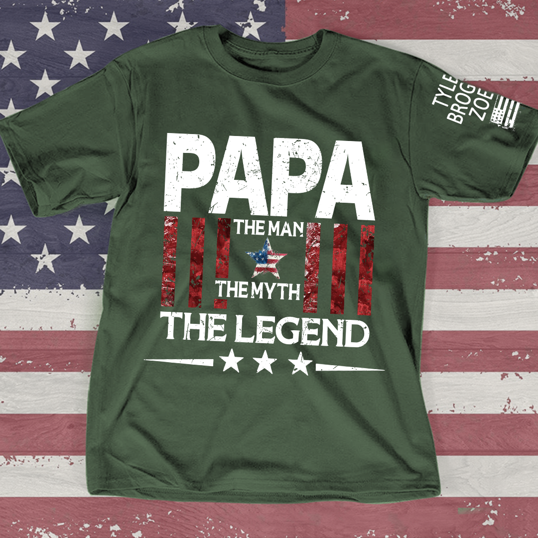 Personalized Papa The Man The Myth The Legend, Patriotic Stars Art Set For Gifr Papa And Kids